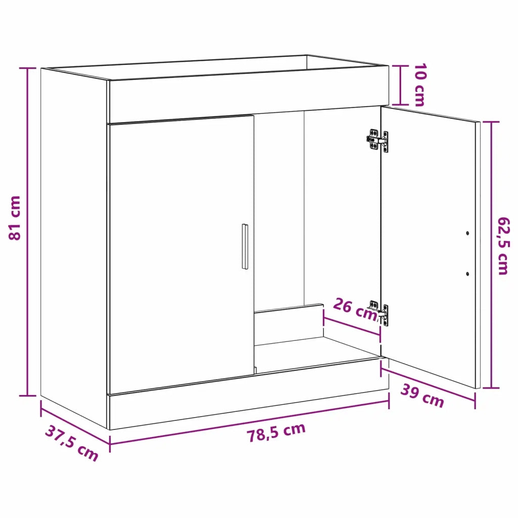 Mobiletto da Bagno Sotto Lavabo Rovere Artigianale 890695