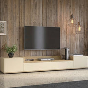 Oxanna, Mobile Porta tv 3 Ripiani Made in Italy, 200x35x30h cm Bianco Cashmere