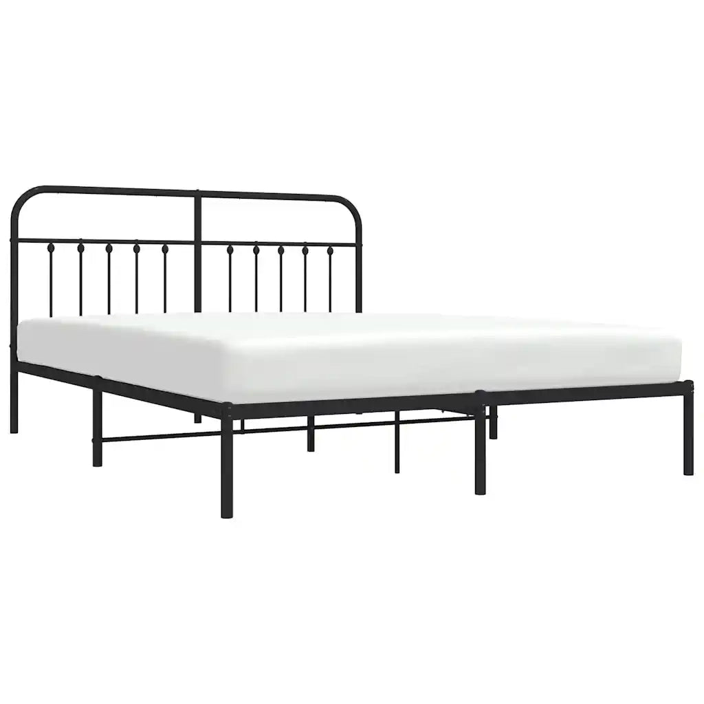 Giroletto con Testiera-Struttura Letto con testiera in Metallo Nero 183x213 cm 171726