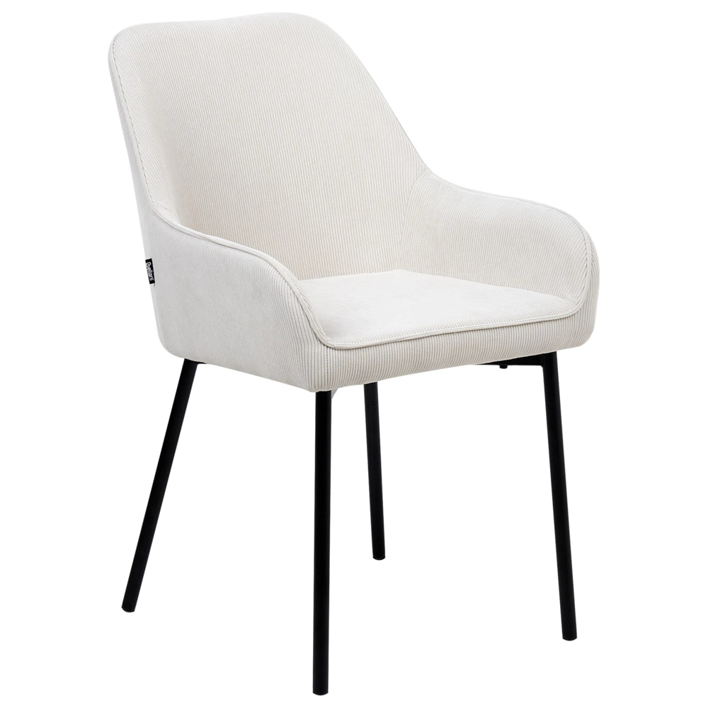 Set di 2 Sedie da Pranzo con Rivestimento in Velluto corda bianco sporco gambe dorate glamour retrò