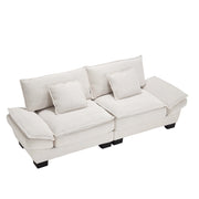 Divano 2 Posti con Cuscini e Braccioli Imbottiti; Seduta Profonda in Velluto; Beige 224 × 81 × 81 cm