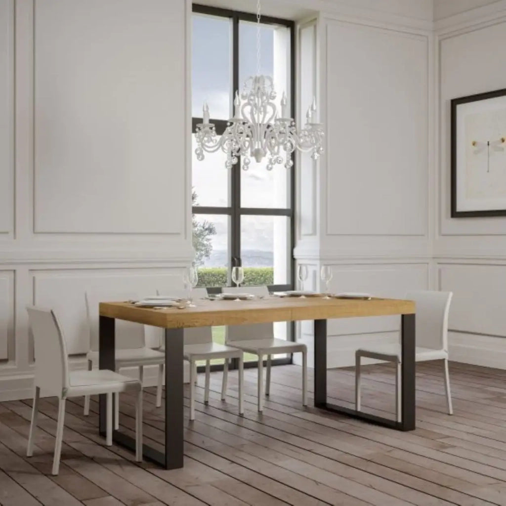 Tavolo allungabile 140/400x90 cm Tecno colore quercia natura gambe antracite