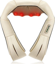 Massaggio profondo con calore, massaggiatore per auto e ufficio, massaggio per collo, spalle, schiena, vita - Beige