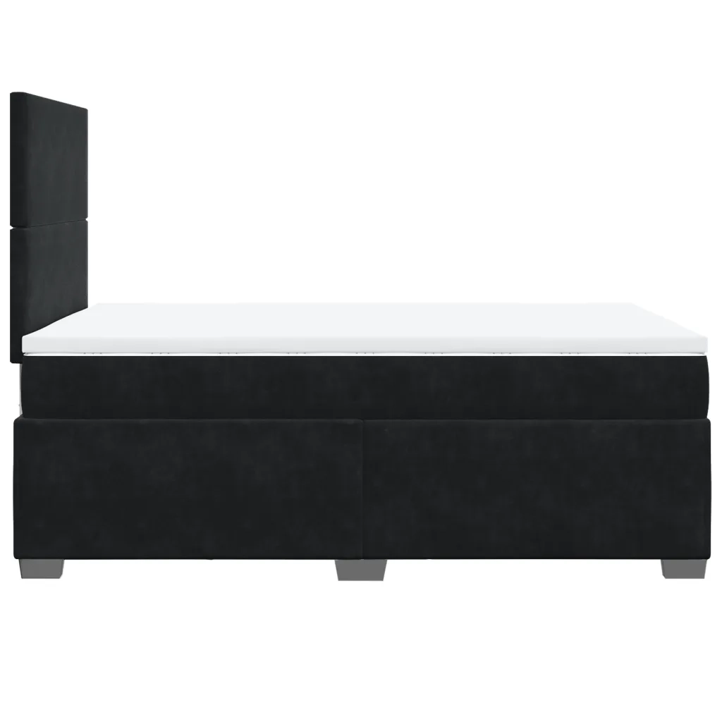 Giroletto a Molle con Materasso Nero 120x190 cm in Velluto