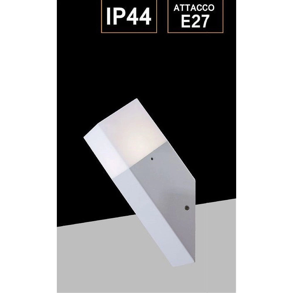 Trade Shop - Applique A Muro Obliquo Esterno Attacco E27 In Alluminio Lampada Parete Ip44 B250 - Bianco