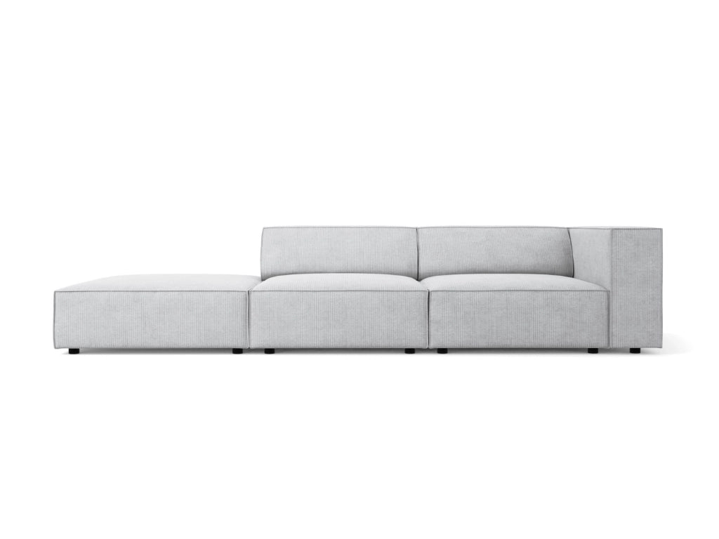 Cosmopolitan Design - Divano sinistro "Arendal" 4 posti in ciniglia con effetto a coste grigio chiaro 