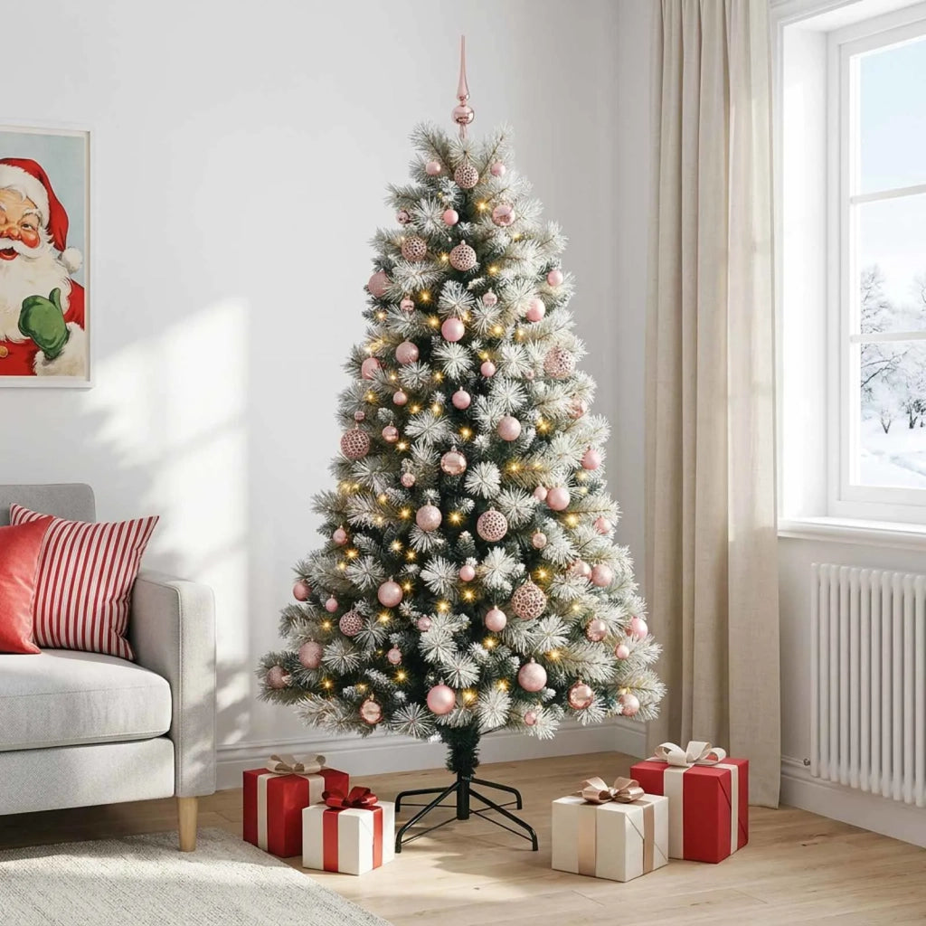 Albero di Natale artificiale con rami snodati e palline 240 cm 3466760