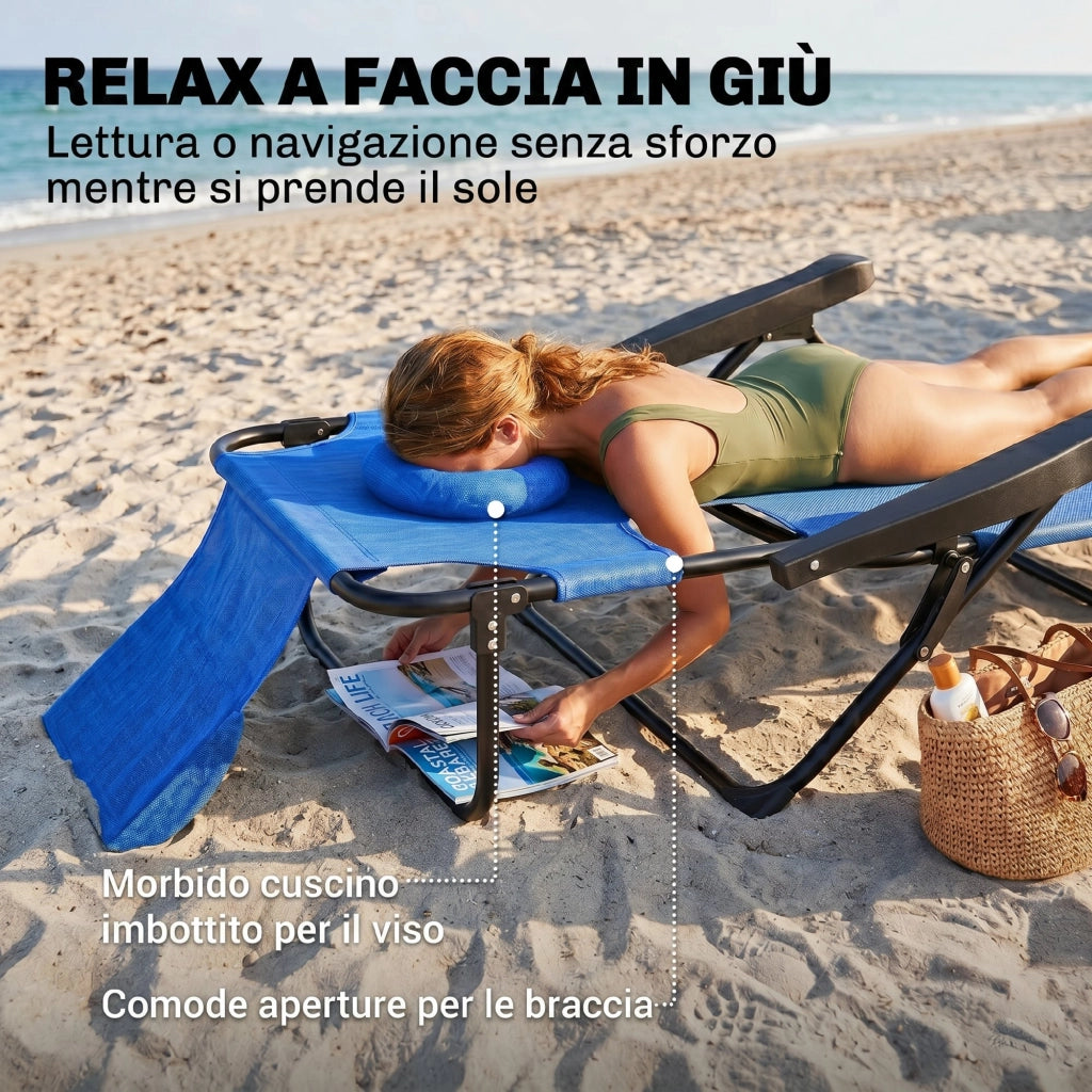 Sdraio Pieghevole da Giardino con Cuscino e Schienale Regolabile ¨C Zephmum ¨C Blu Scuro