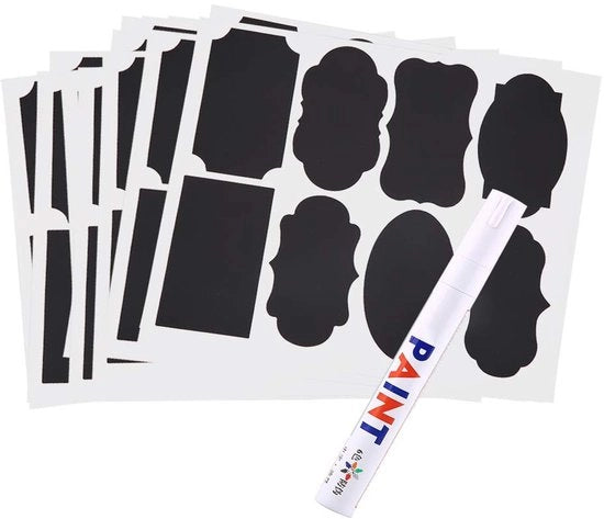 Etichette per Tavola Nera - 88 Stuks - Etichette per Pentole - Etichette per Tavola di Scuola - Etichette per Scrittura - Qualità Elevata - Etichette Adesive