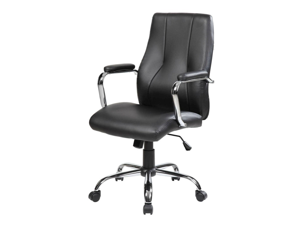 Sedia da ufficio Yuki, Poltrona direzionale con braccioli, Sedia ergonomica da ufficio, 64x58h101/111 cm, Nero