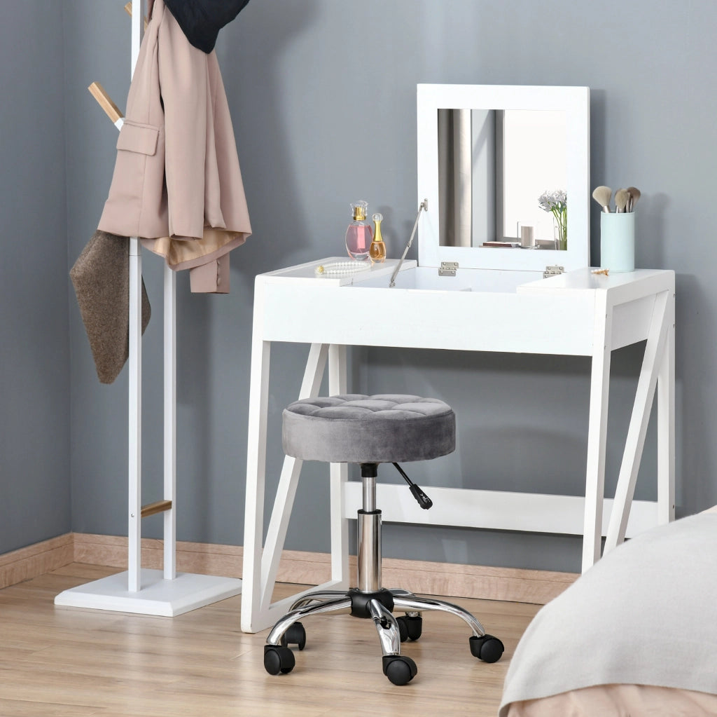 Sgabello da salone regolabile con ruote grigio chiaro