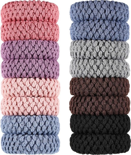 Elastici per capelli 16 pezzi - Basi di cotone spesse - Disegno senza cuciture - Senza pieghe o rotture - Permeabili all'aria - Adatti per ragazze/donne - Fascia per capelli