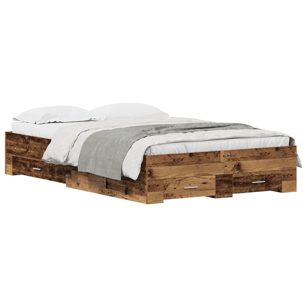 Struttura del Letto con Cassetti Legno Vecchio 120x190 cm Legno Ingegnerizzato