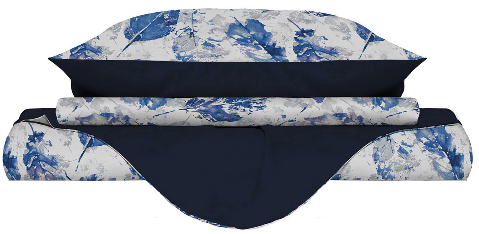 Copripiumino 1 Piazza e Mezzo Double Face con Federe Stampato Foglie