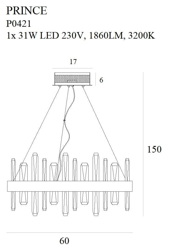 Lampada a sospensione Prince oro Ø60 LED 31W Maxlight