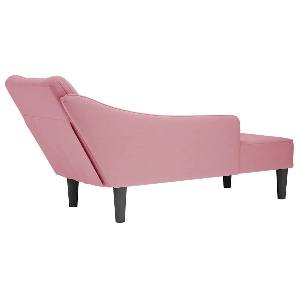 vidaXL Sdraio con Bracciolo Destro in Velluto Rosa