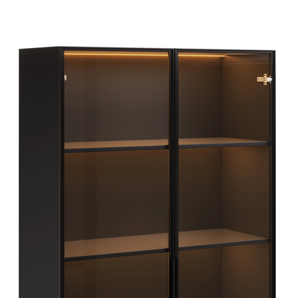 Vetrina LED nera 60x40x160 cm con 2 cassetti