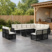 Set Divano da Giardino 13 pz Nero e Bianco Crema polyrattan 3437017