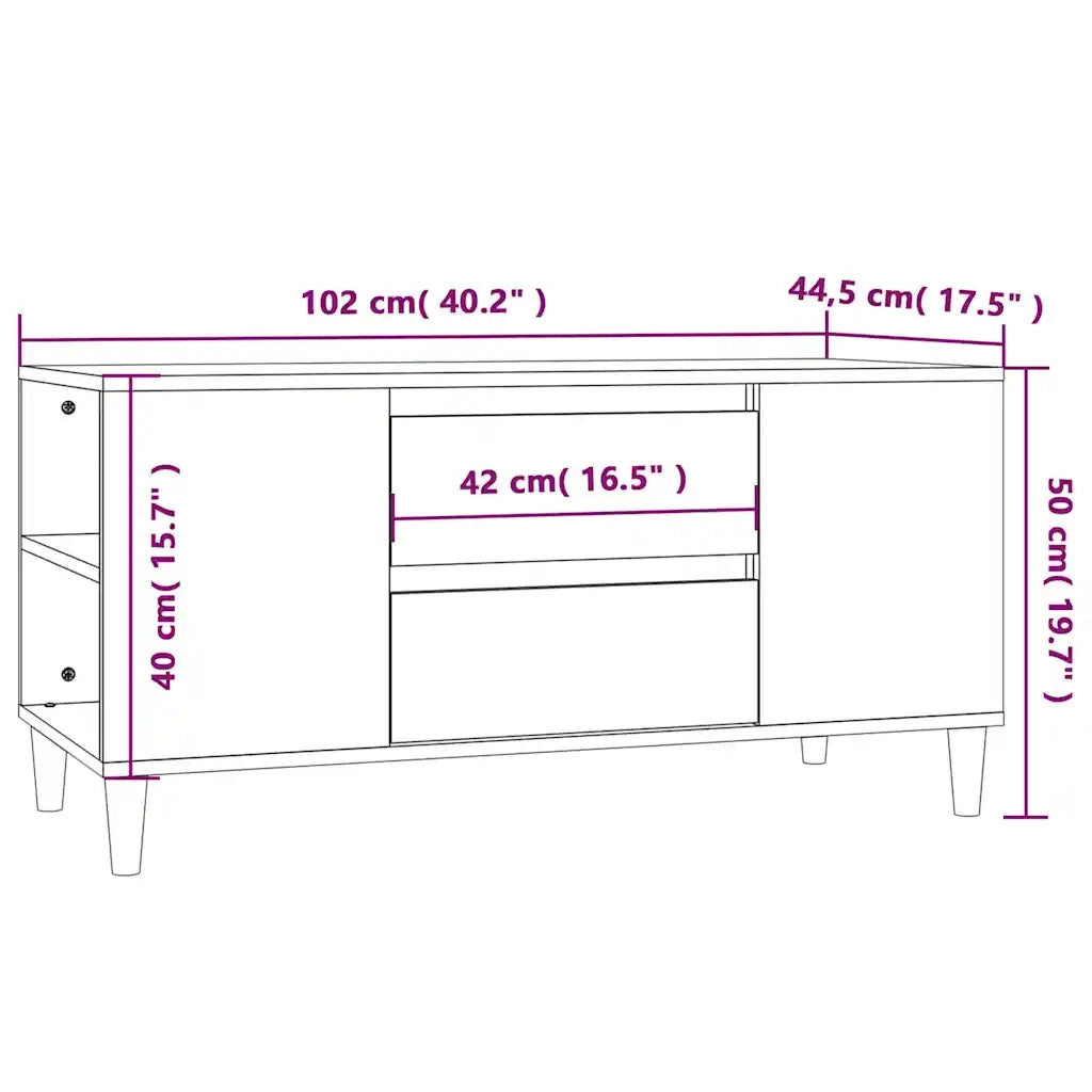 Mobile per TV Grigio Cemento 102x44,5x50 cm Legno Multistrato cod mxl 26866
