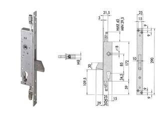 SERRATURA TRIPLICE INFILARE PER MONTANTI SOLO CATEN. 46800 (EX46300)  mm.35 (46800350)    CISA