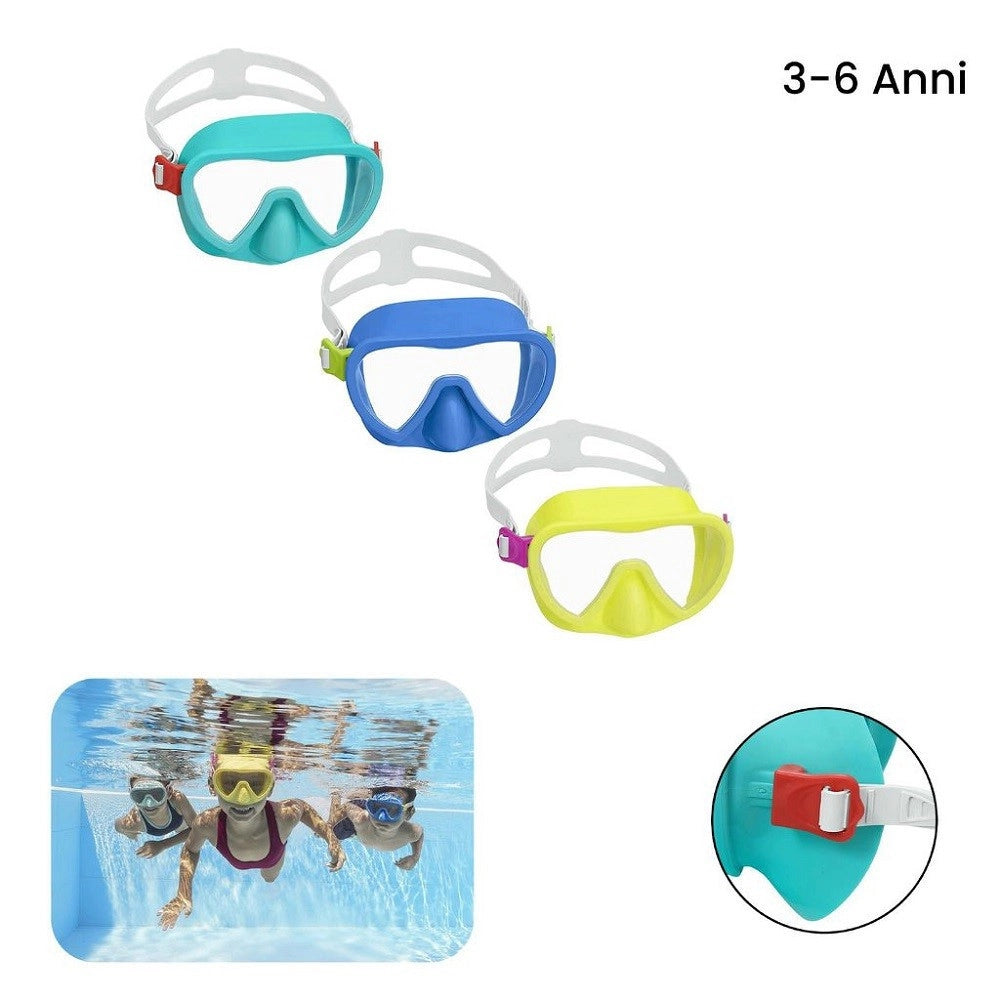 Trade Shop - Maschera Subacquea Per Bambini Guppy Piscina Mare 3-6anni Colori Assortiti 22057 -