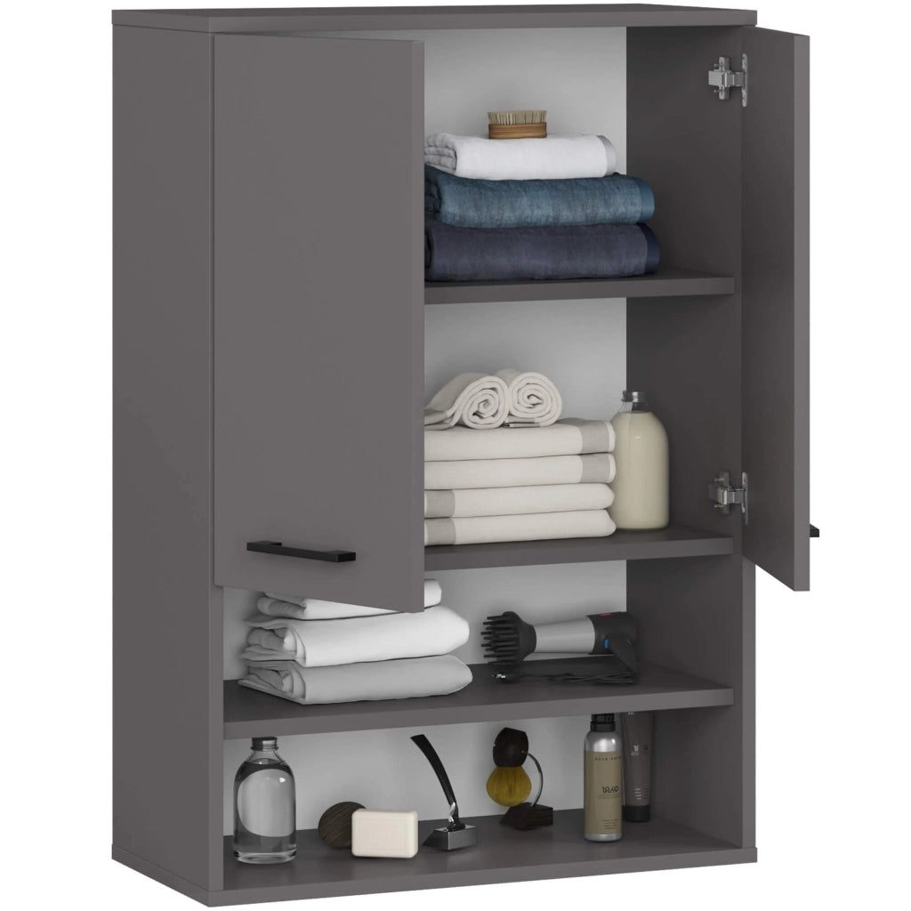 Mobile bagno sospeso AKORD FIN H934 W64 Grigio Grafite 2 ante 64x94x30 cm