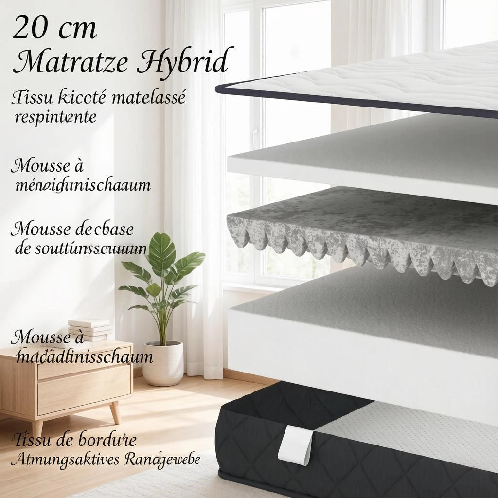 MATERASSO 160x200 cm in Poliestere Bianco e Grigio