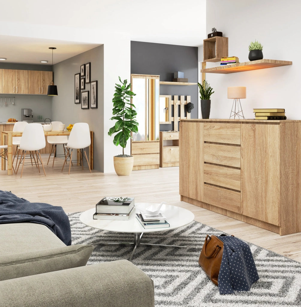 Cassettiera AKORD K160 Sonoma Quercia 160 cm 2 ante 4 cassetti 160x40x99 cm