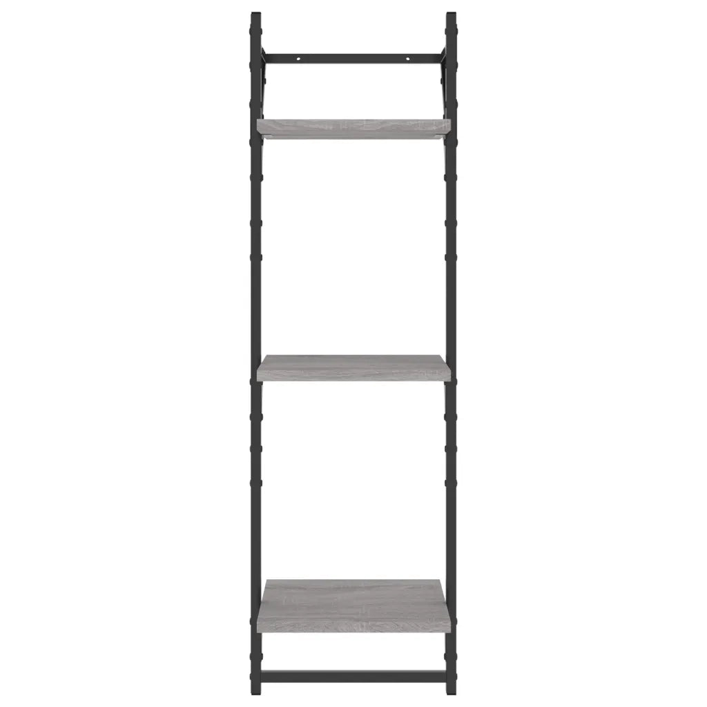 Set 6 pz Mensole Parete | Mensola sospesa con Aste Grigio Sonoma Legno Multistrato