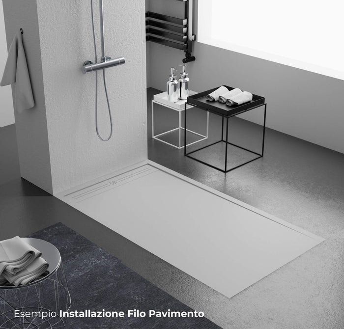 Piatto Doccia 80x170 cm in Pietra Bonussi Makalu Grigio Chiaro