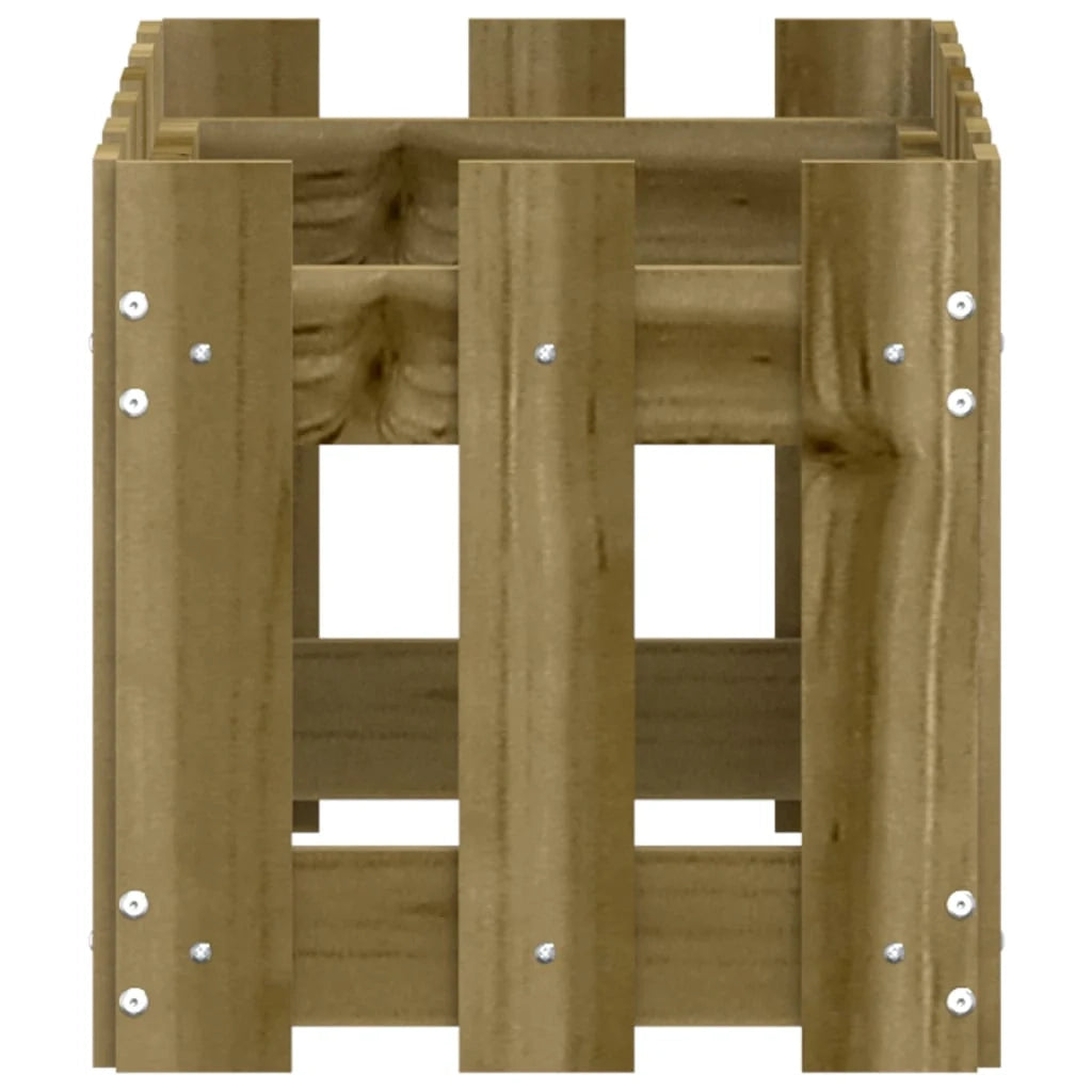 Fioriera rialzata per piante fiori e terrazze con design a recinzione 60 x 30 x 30 cm pino marrone impregnato 02_0038102