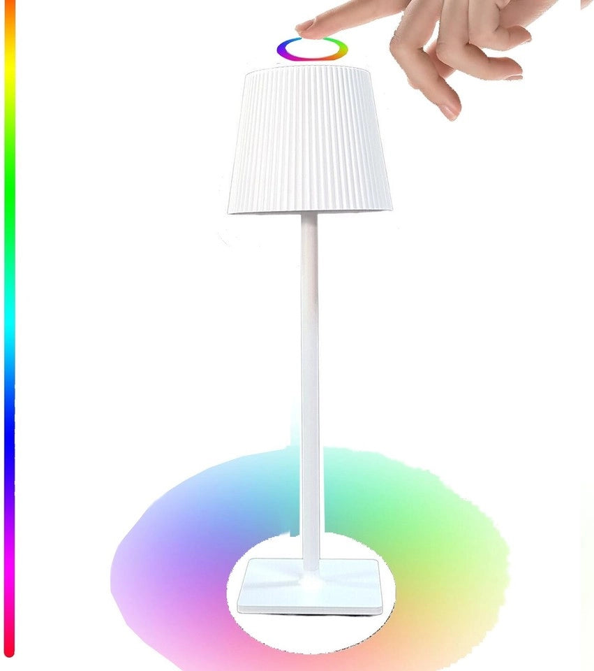 LAMPADA TAVOLO TOUCH COLORI LED RGB + 4000K RICARICABILE BAR RISTORANTE BIANCA