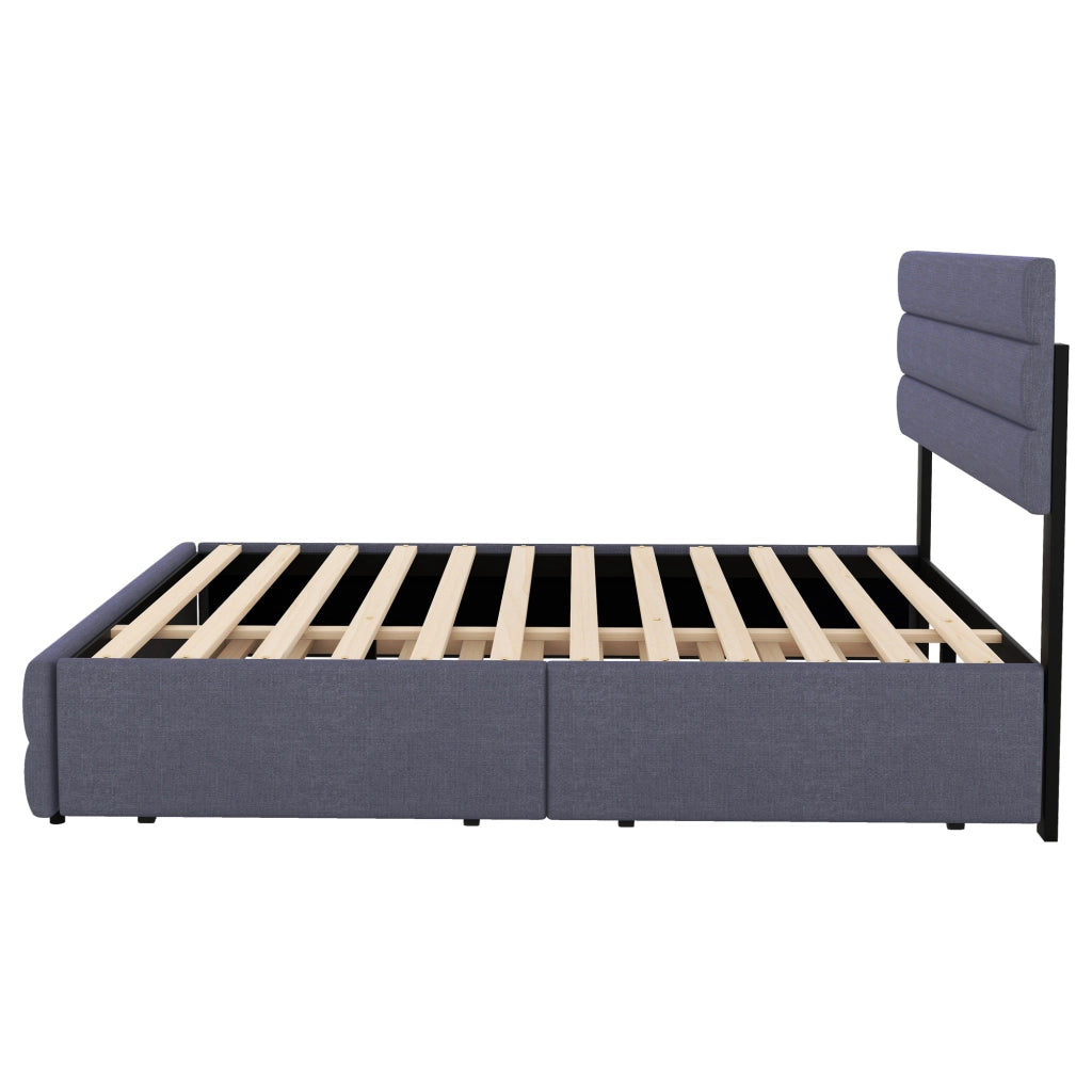 LETTO con letto estraibile e 2 cassetti 140 x 200 cm Grigio Lino