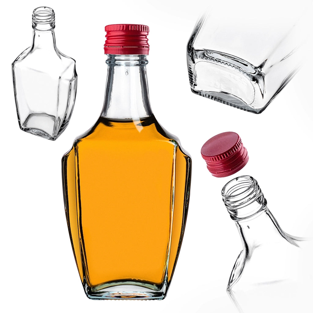 KADAX Bottiglia in Vetro per Tintura 250ml Con Tappo Rosso 50pz.