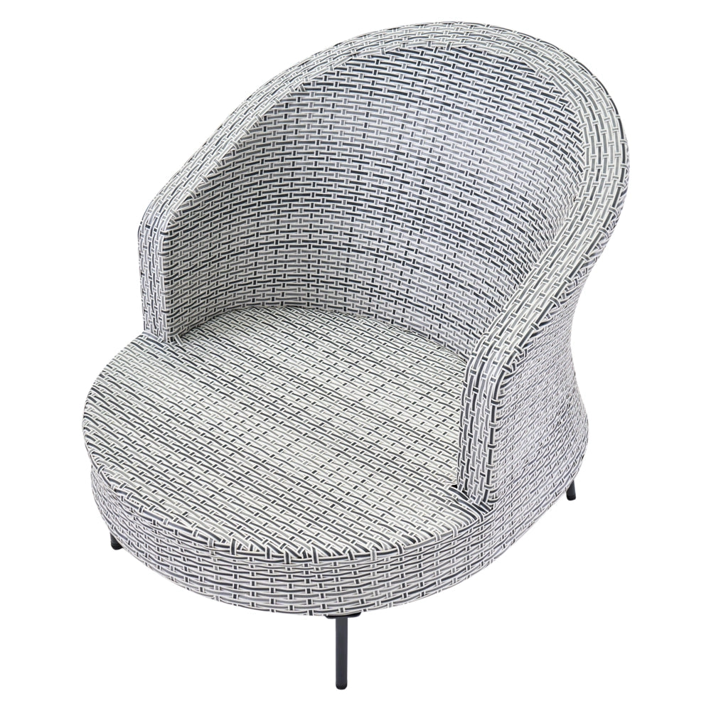 Poltrona da giardino in rattan in vimini grigio con poggiapiedi esterno giardino stile boho