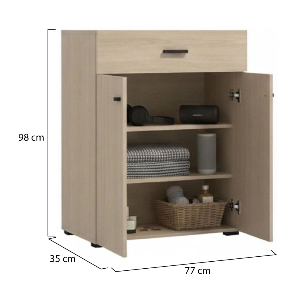 Torrice, Mobile da Ingresso un Cassetto, 77x35x98h cm Marrone Rovere Chiaro