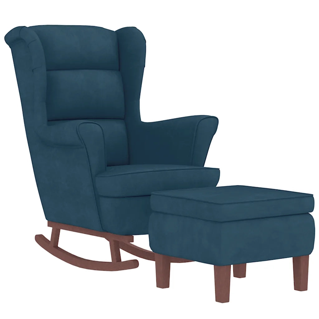 Sedia a dondolo con schienale alto in velluto blu CFW8813634