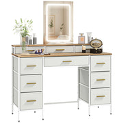Scrivania trucco con specchio e luci LED ¨C Zephmum ¨C 118.5x39.5x140 cm naturale
