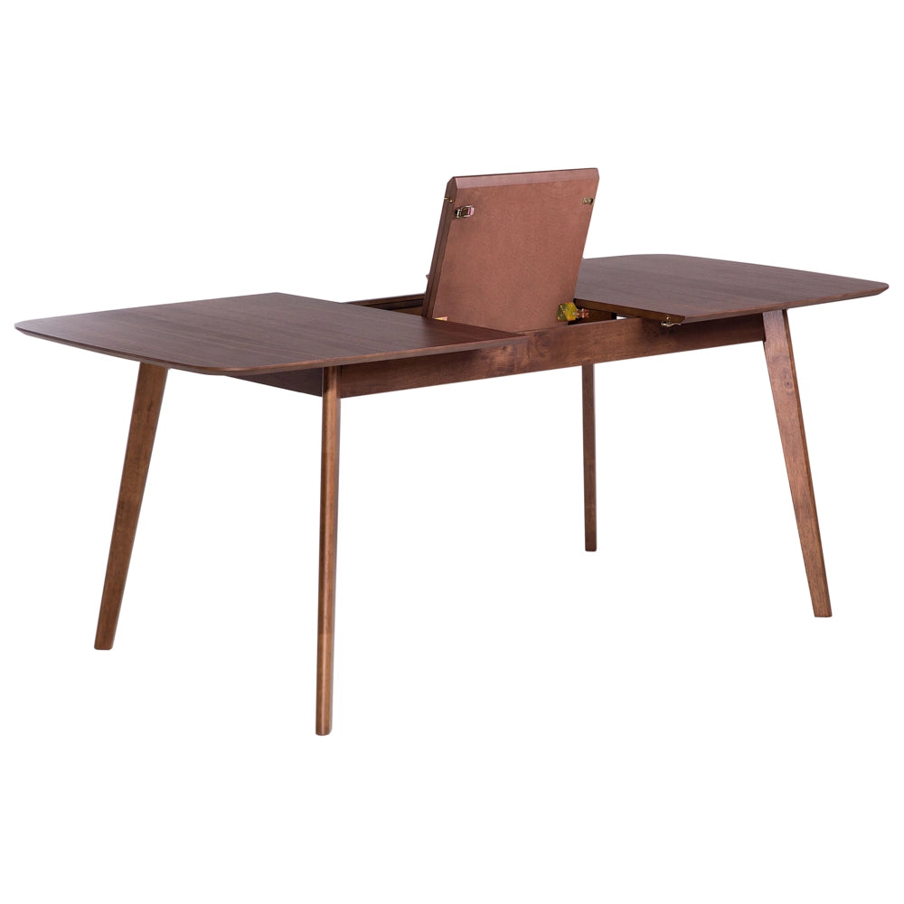 Tavolo da pranzo in noce scuro 150/190 x 90 cm, allungabile con gambe in legno, minimalista e scandinavo