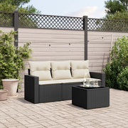 Salotto da Giardino-Set Divani da Giardino 4 pz con Cuscini Nero in Polyrattan 258095