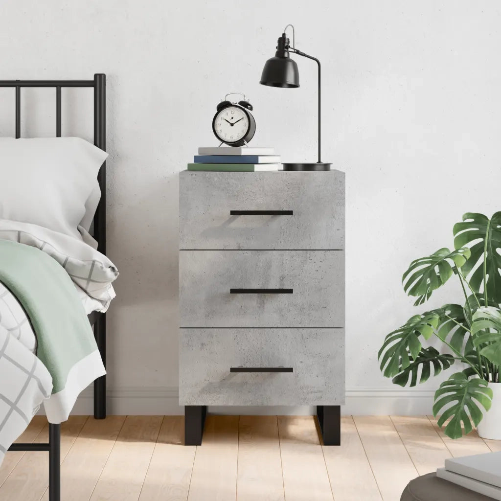 Comodino Grigio Cemento 40x40x66 cm in Legno Multistratocod mxl 103971