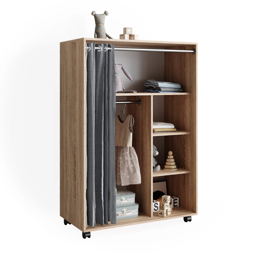 Vicco Armadio multifunzione Sonoma 100 x 146.6 cm aperto, su rotelle