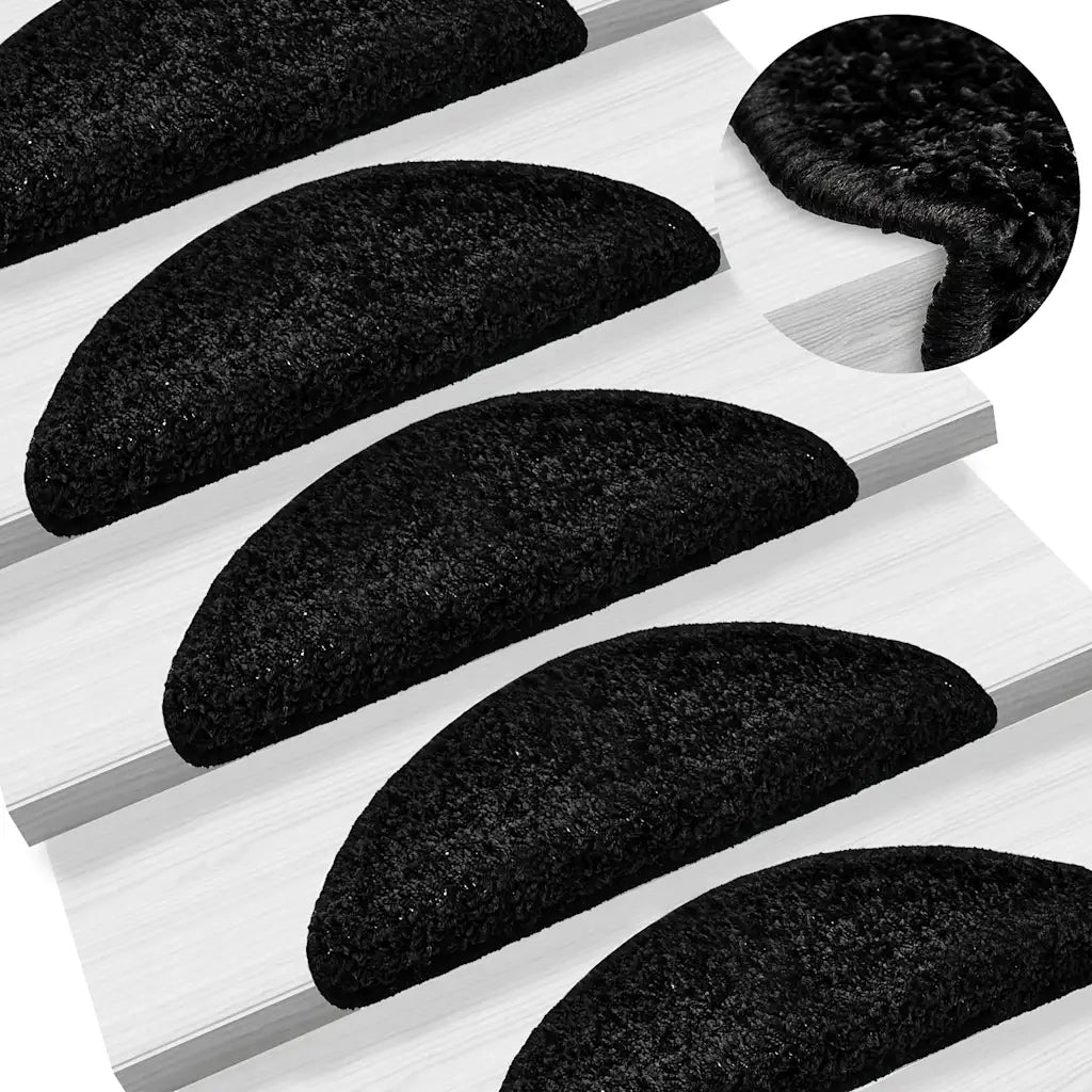 Tappetini per scale 20 pz | Gradini per Scale 56x17x3 cm Nero Semicircolari