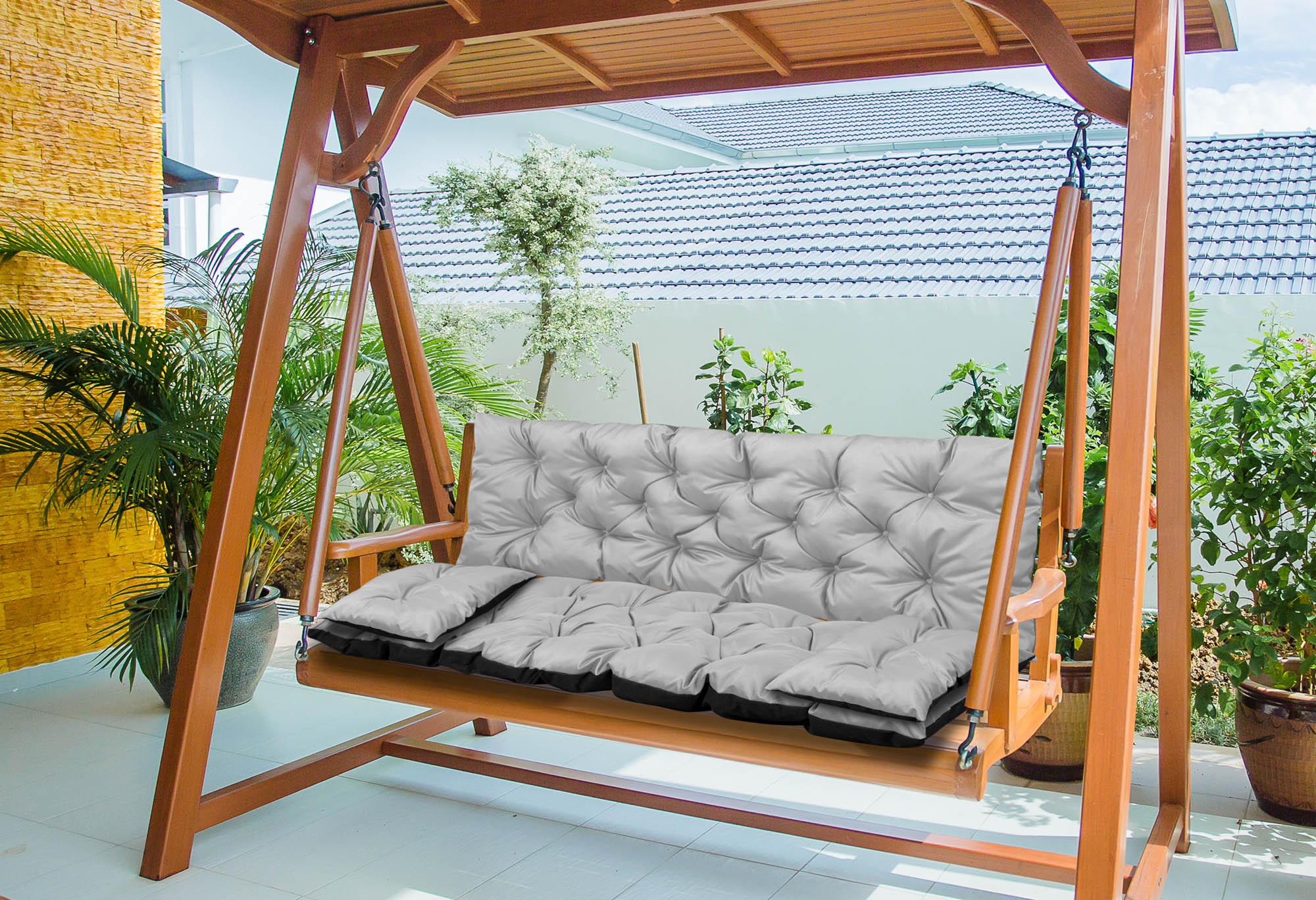 AIO FACTORY Set di cuscini da giardino 120x60x50 cm impermeabile grigio chiaro