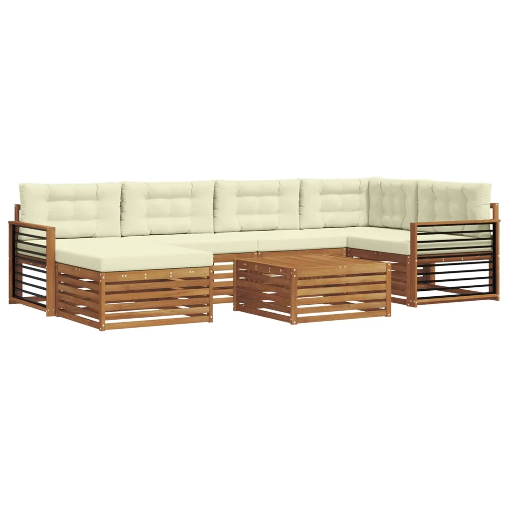 Set di divani da esterno con cuscino 7 pcs Naturale e Crema 3373790