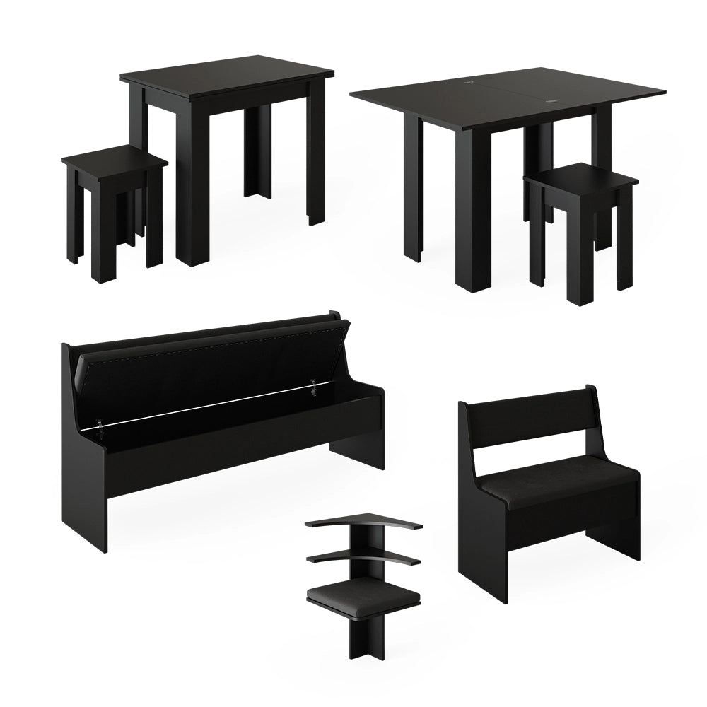 Vicco Gruppo panca ad angolo Nero 120 x 41.5 cm con tavolo