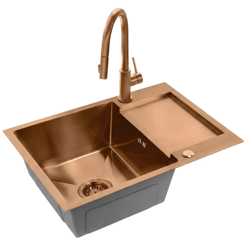 Lavello In Acciaio Paul Brush Copper senza rubinetto da cucina