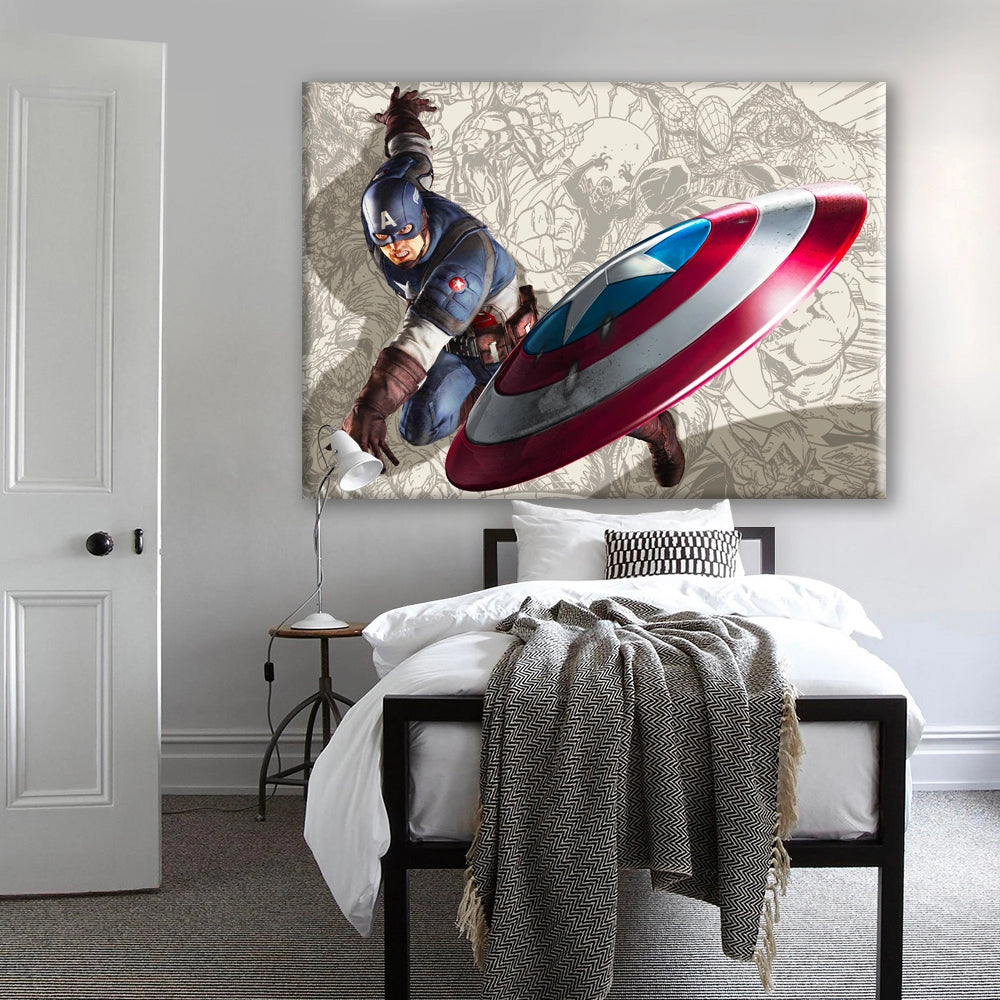 CAPITAN AMERICA - Fumetto - Quadro Canvas su telaio in legno Misura: 100x70 cm