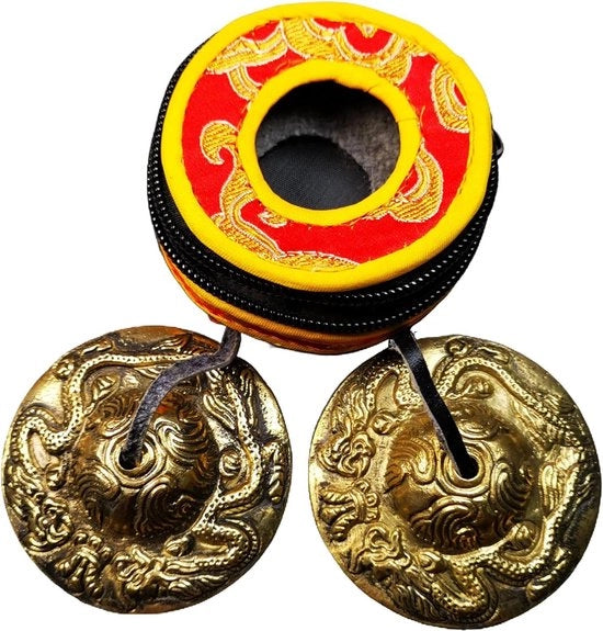 Campana Tibetaanse a mano - 2.5in/6.2cm - Draghi gemellari - Promuove la pace - Guarigione del chakra - Mindfulness