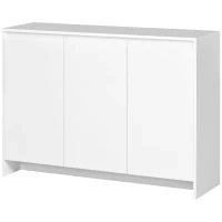 Credenza Moderna a 12 Ripiani Interni in Truciolato per Cucina, Soggiorno e Ingresso, 120x35x85 cm, Bianco